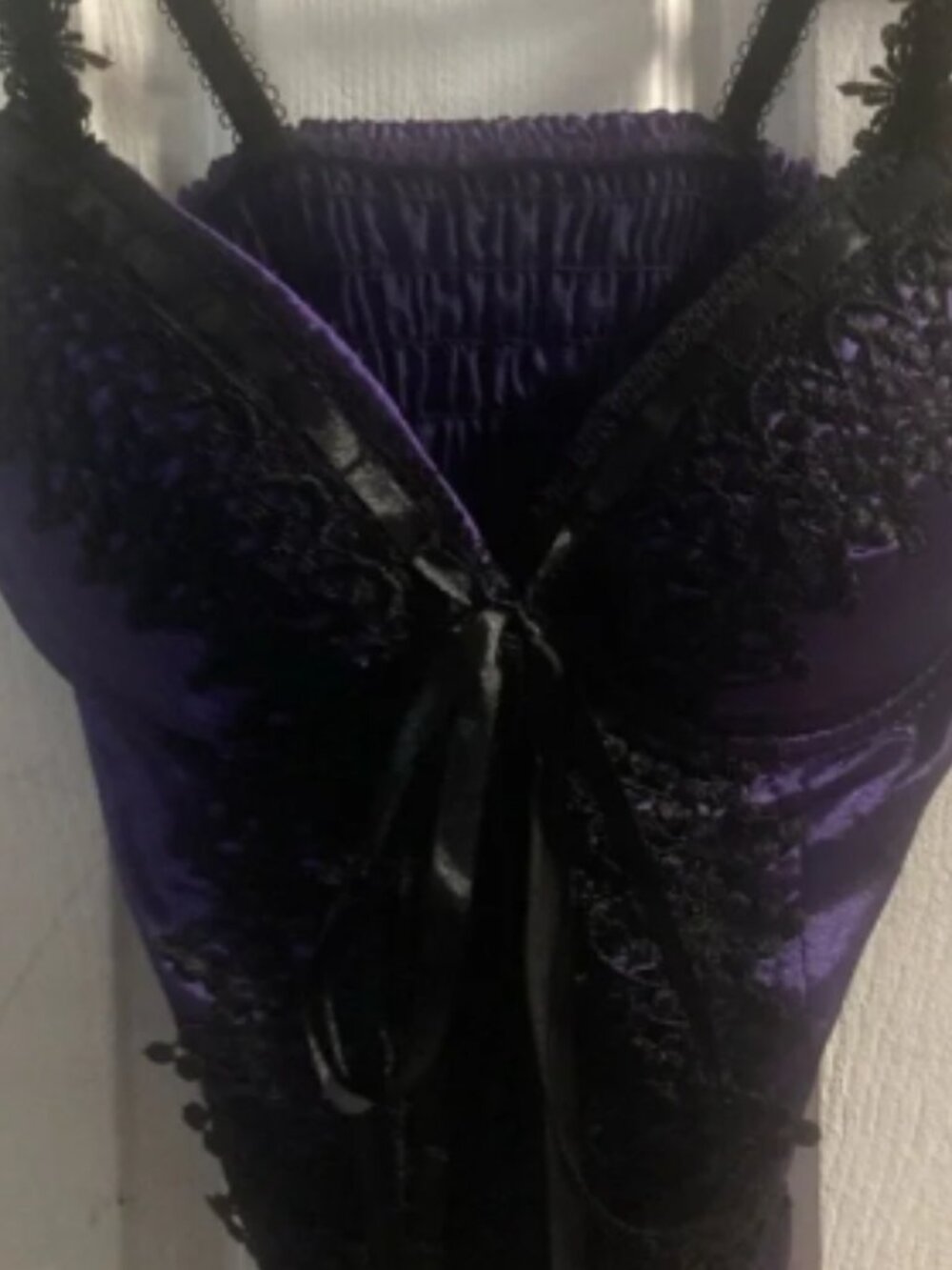 Seductions Purple Satin Lace Bustier Top